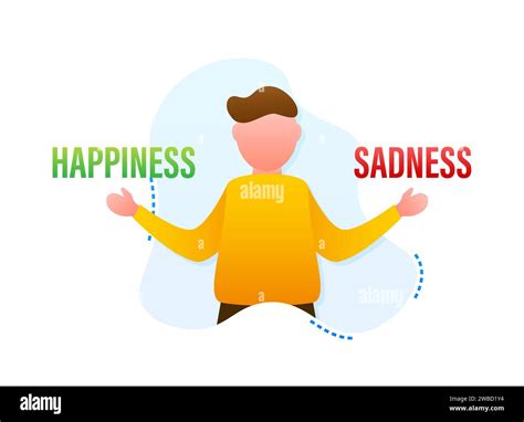 Man Weighing Happiness And Sadness Concept Vector Illustration For