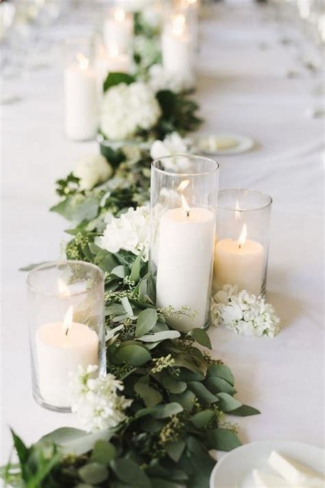 greenery and candles wedding garland ideas - EmmaLovesWeddings