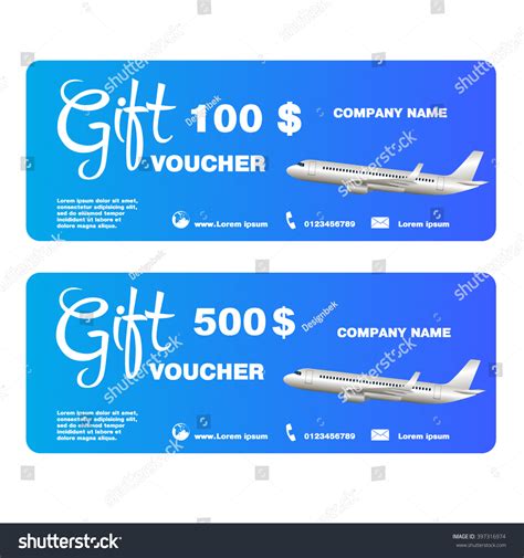 Gift Voucher Trip Airplane Vector Illustration Stock Vector (Royalty ...