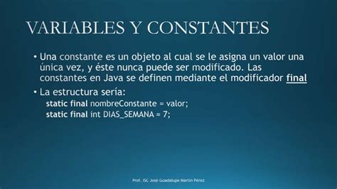 Operadores Variables Constantes Y Tipos De Datos En Java Ppt