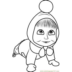 Masha Behind The Door Coloring Page Free Masha And The Bear Coloring