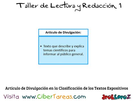 La Clasificación De Los Textos Expositivos Taller De Lectura Y