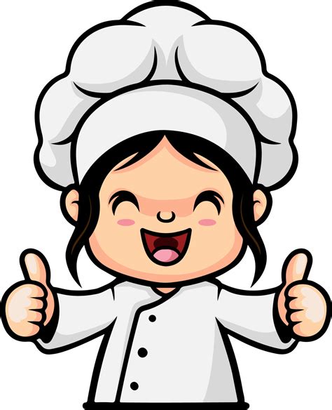 Cute Chef Girl Cartoon Giving Thumbs Up 18830957 Vector Art At Vecteezy