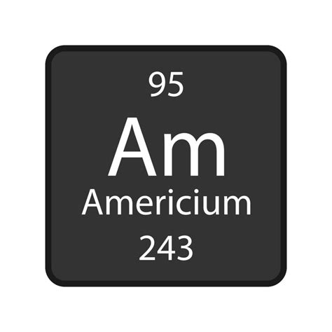 Americium Symbol Chemical Element Of The Periodic Table Vector