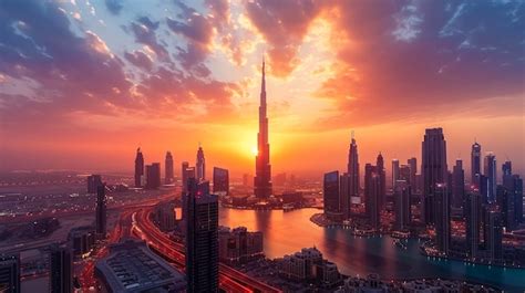 Premium AI Image | Aerial panoramic view of tallest towers in Dubai ...