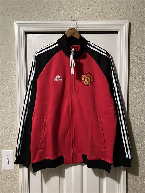 Adidas Manchester United 21 Anthem Soccer Jacket Mens Size Xl Red