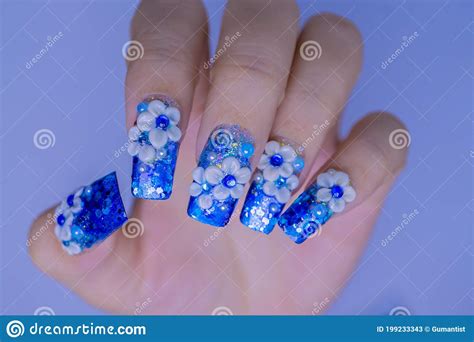 Get The Perfect Party Look With Blue Glitter Acrylic Nails Add Some