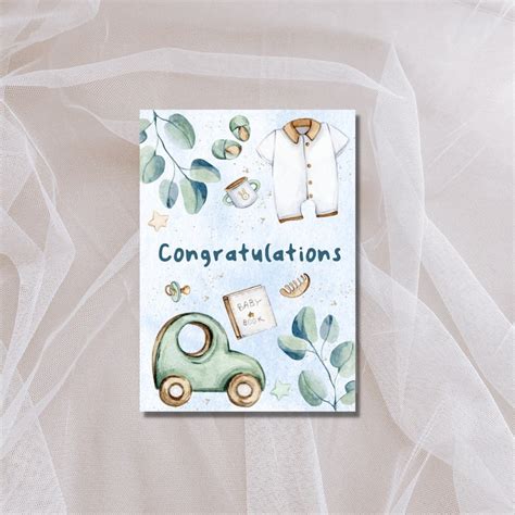 Congratulation Baby Card Printable Baby Shower Greetings Card New Baby ...