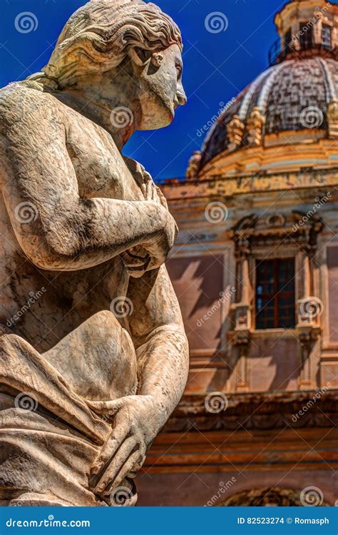 Famous Fountain Of Shame On Baroque Piazza Pretoria Palermo Sicily