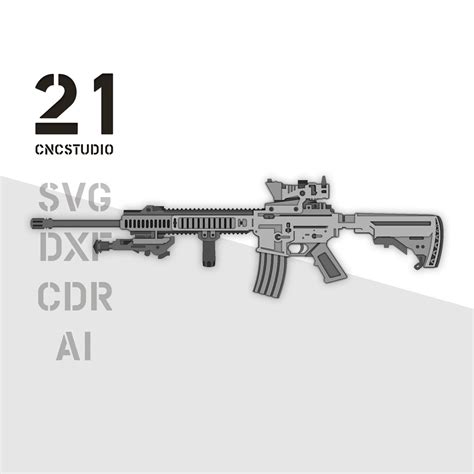 American Rifle M16 Layered Laser Cut File Dxf Svg Cdr Etsy