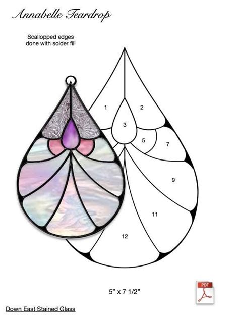 Annabelle Teardrop Stained Glass Pattern Etsy In 2024 Stained Glass Patterns Stained Glass