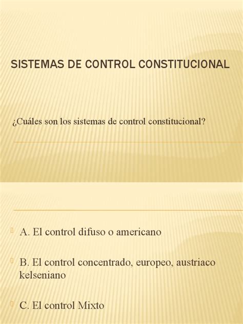 Tema 2 Sistemas De Control Constitucional Pdf Juez Constitución