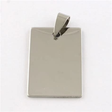 Pcs Stainless Steel Rectangle Blank Stamping Tag Pendants With