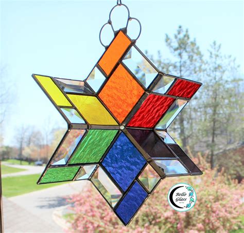 3d Stained Glass Spinner Twirling Rainbow Colors Hanging Beveled