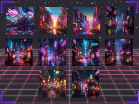 Cyberpunk Digital Backgrounds 20 Psychedelic Cityscape Digital Backdrops Digital Download ...