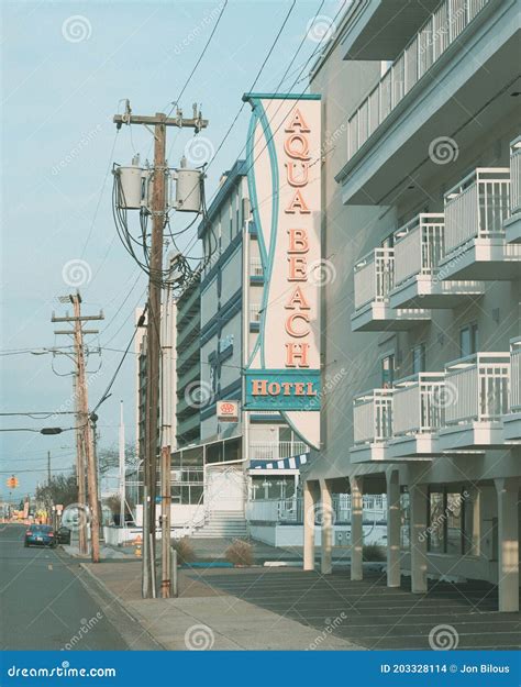 Aqua Beach Hotel Sign in Wildwood, New Jersey Editorial Stock Image ...