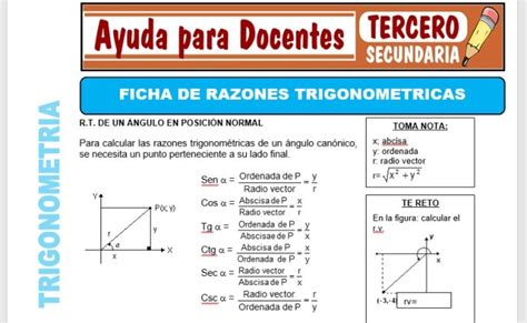 Ficha De Razones Trigonometricas Para Tercero De Secundaria Otosection