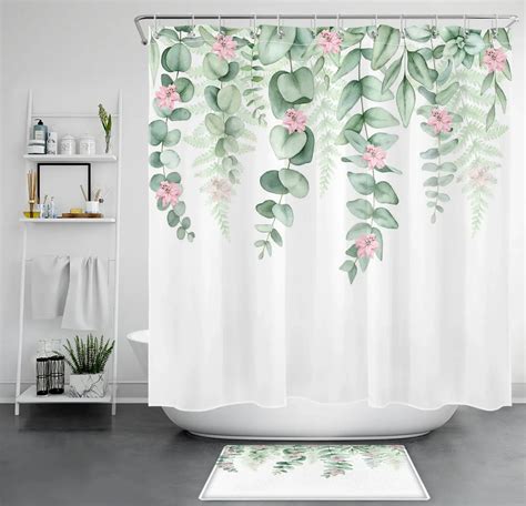 Chic Floral Shower Curtain Featuring Soft Pink Flowers Stylish