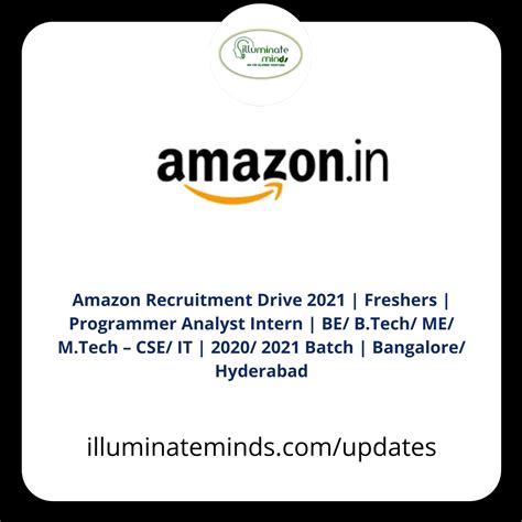 Amazon Recruitment Drive 2021 Freshers Programmer Analyst Intern