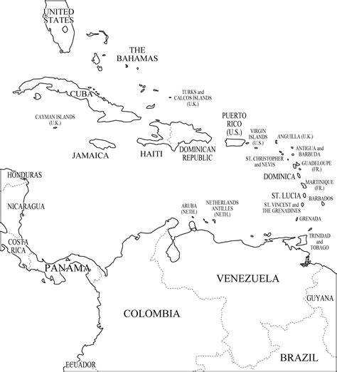 Blank Map Caribbean Sea Islands