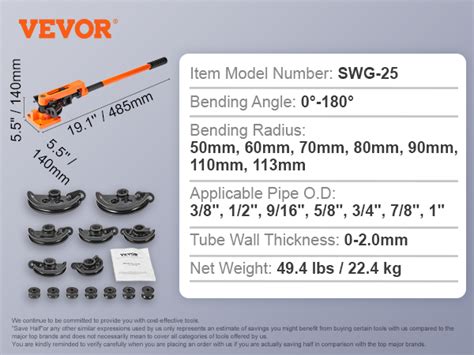 VEVOR Cintreuse de Tubes Manuelle 3 8 à 1 Cintreuse de Tuyaux à
