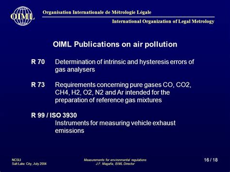 1 18 Organisation Internationale De Métrologie Légale International