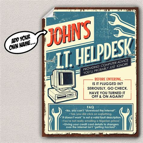 IT Helpdesk Funny Tech Support Custom Poster NerdShizzle