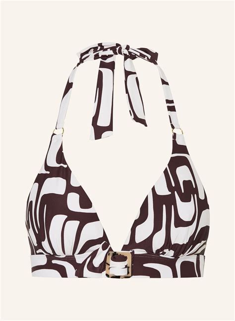 CYELL Neckholder Bikini Top ETERNAL Cup B D In Weiss Dunkelbraun