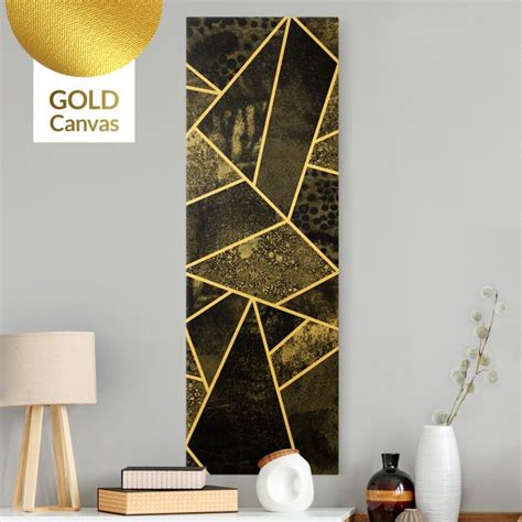 Goldene Geometrie Graue Dreiecke Leinwandbild Gold Im Hochformat 1 3