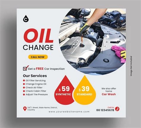 Premium PSD Oil Change Post And Flyer Oil Change Oils Car Oil Change