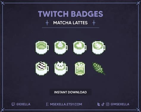 Matcha Latte Pixel Art Twitch Sub Badges Bit Badges Etsy