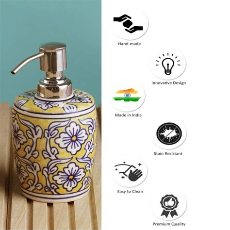 Manual Manohar Yellow White Ceramic Cylindrical Soap Dispenser At Rs