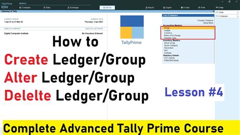 How Create Alter Delete Ledger In Tally Prime Tally Prime Complete