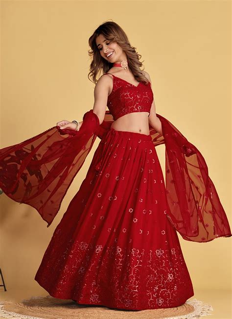 Shop Dazzlingly Embroidered Sequins Umbrella Lehenga Party Wear Online