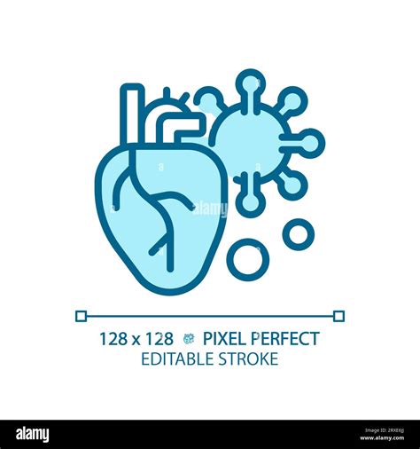 D Customizable Thin Line Blue Heart With Virus Icon Stock Vector Image