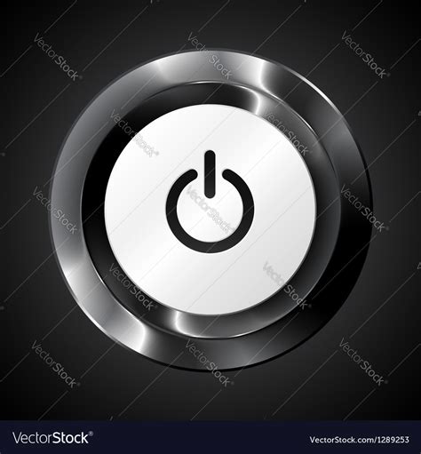 Black Metallic Power Button Royalty Free Vector Image