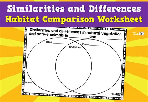 Similarities And Differences Habitat Comparison Worksheet Teacher