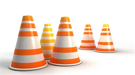 Orange Traffic Cones And Cones Background D Render Constuction Fence