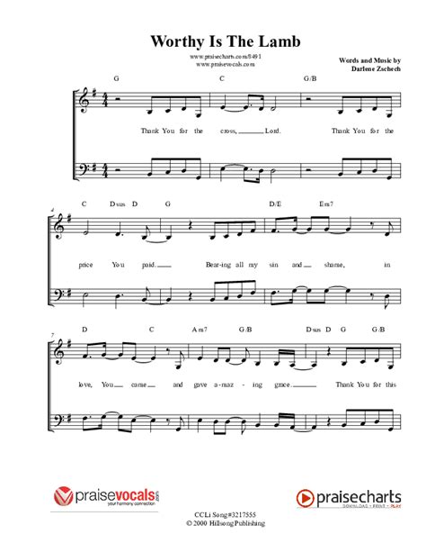 Worthy Is The Lamb Sheet Music Pdf Praisevocals Praisecharts