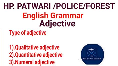 Adjective Adjective Adjective English Grammar Hp Patwari Police