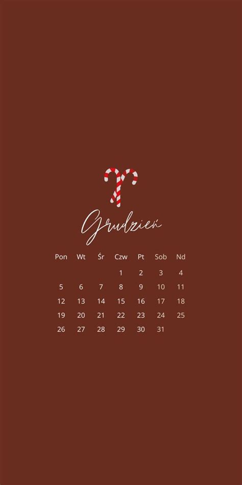 Tapeta Z Kalendarzem Na Grudzie Wi Ta Minimalistyczna Calendar