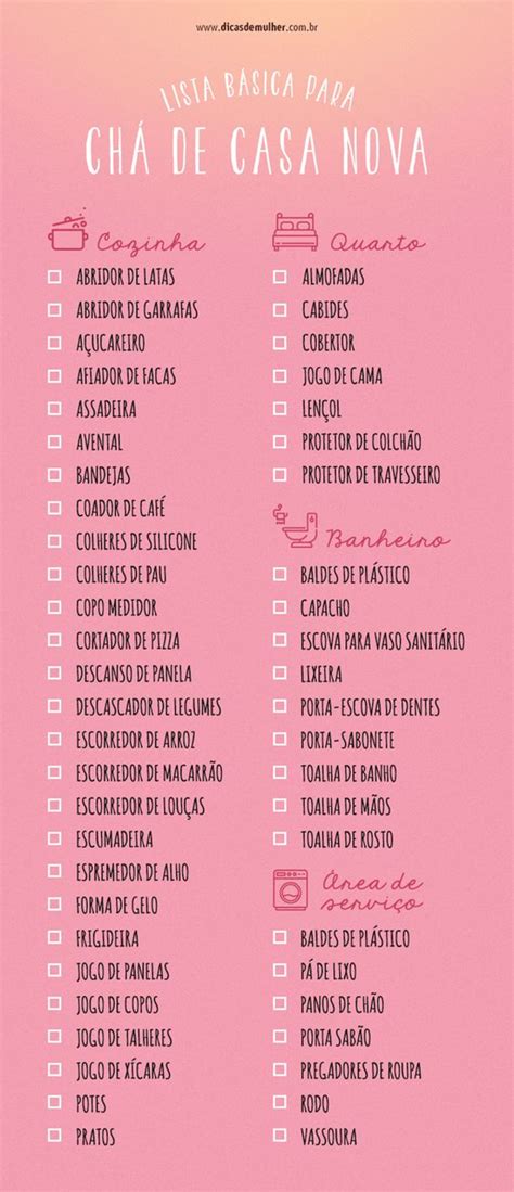 Lista De Ch De Casa Nova Pronta Para Imprimir Modelos Gr Tis