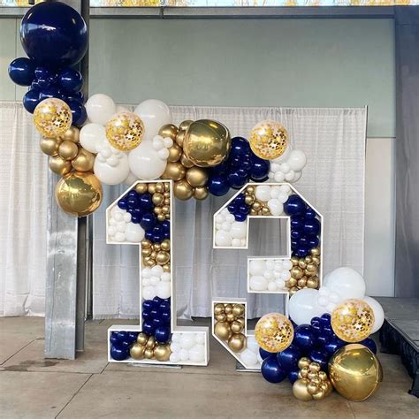 Navy Blue And Gold Balloon Garland Birthday Party Decorations Etsy