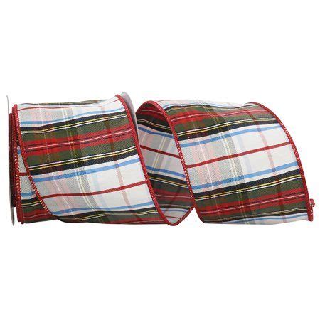 Jam Paper Plaid Christmas Multi Color Polyester Ribbon Yd X In