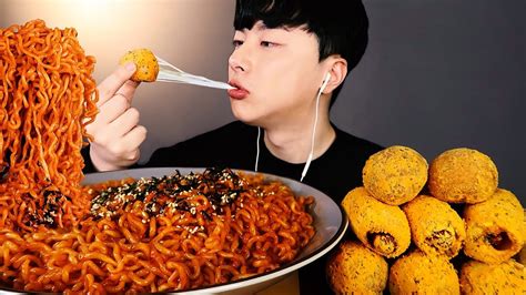 Sub불닭볶음면 뿌링치즈볼 뿌링핫도그 리얼사운드 먹방asmr🔥🌝cheese Ball And Spicy Noodles Mukbang