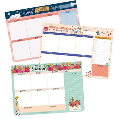 Bloco Week Cart Es Gigantes Planner Semanal Papelaria Shopee Brasil