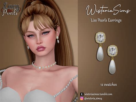 Wisteriasims Lacypearls Liss Earrings Sims Sims 4 Sims 4 Piercings