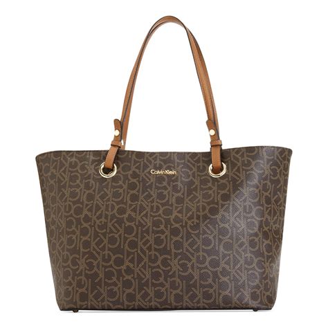 Calvin Klein Key Item Ck Monogram Tote in Brown | Lyst