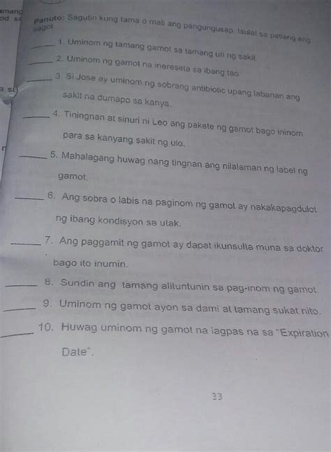 PANUTO SAGUTIN KUNG TAMA O MALI ANG PANGUNGUSAP ISULAT SA PATLANG ANG