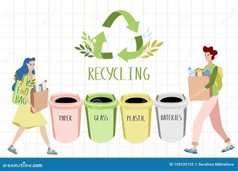 People With Waste For Recycling Stock Vector Illustration Of